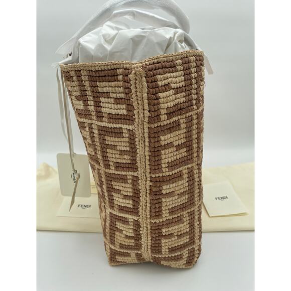 NEW FENDI LARGE RAFFIA CROCHET SUMMER FF LOGO TOTE BAG NWT AUTHENTIC! - Picture 6 of 14